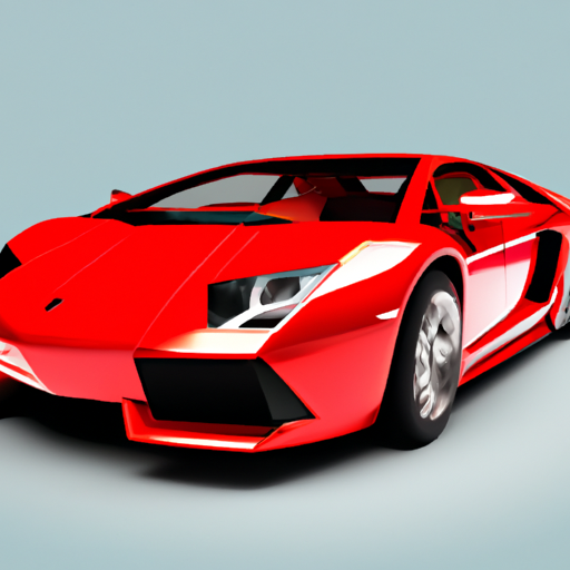 Picture of a single red lamborghinis. in 3d style